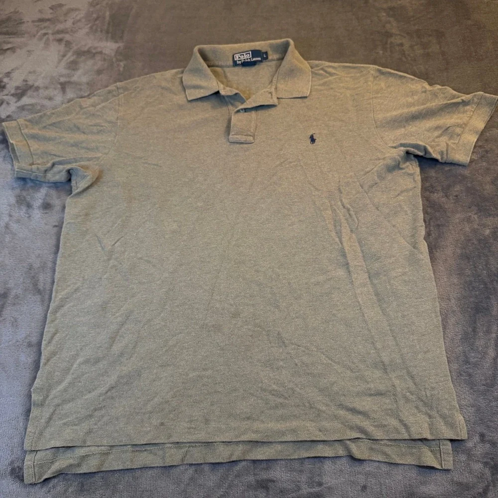 Polo Ralph Lauren Classic Fit Short‎ Sleeve Polo Shirt Gray Beige Mens Large